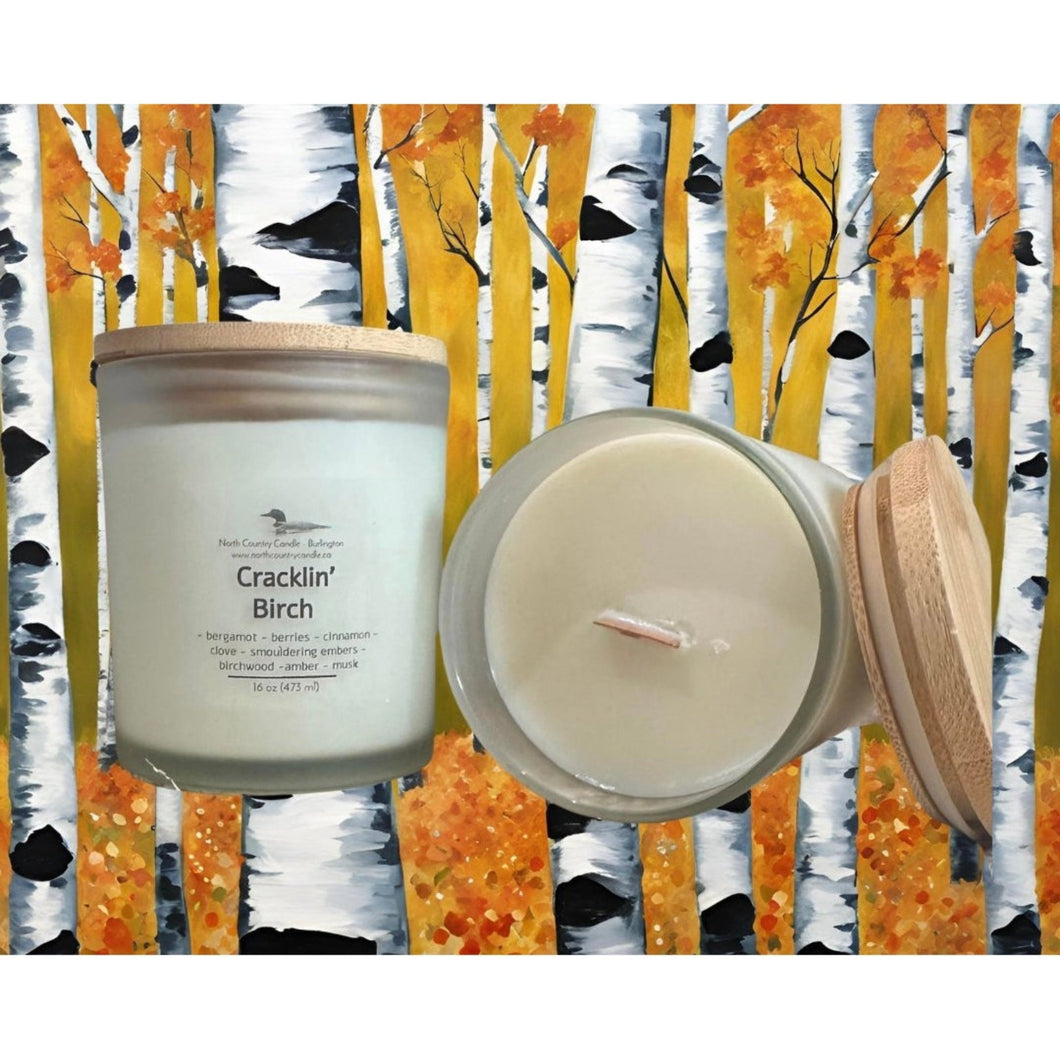 Cracklin’ Birch - 16 oz Frosted Glass Soy Candle