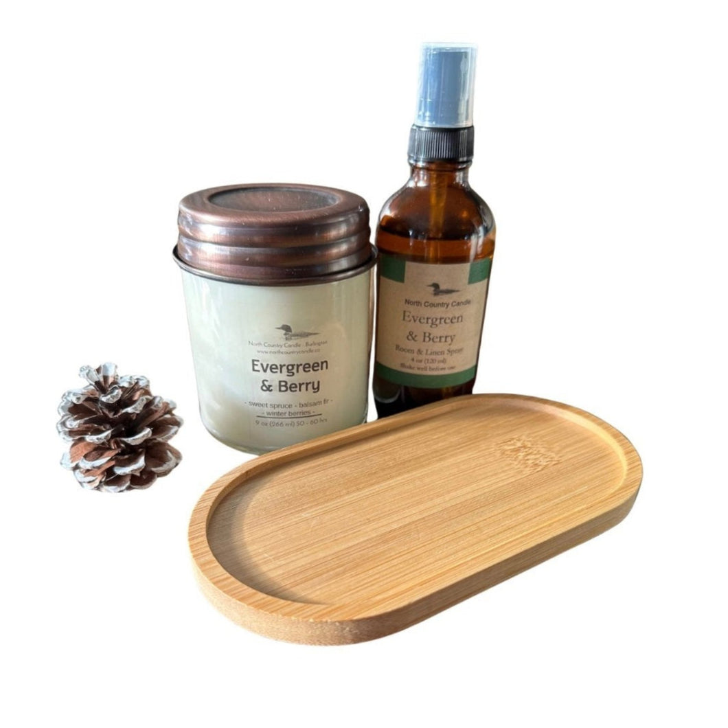 Evergreen & Berry Holiday Gift Set - Candle & Room Spray