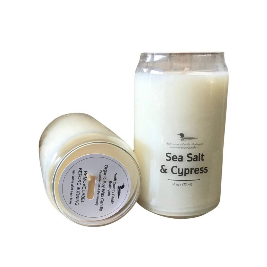 Sea Salt & Cypress - 16 oz Beer Glass Candle